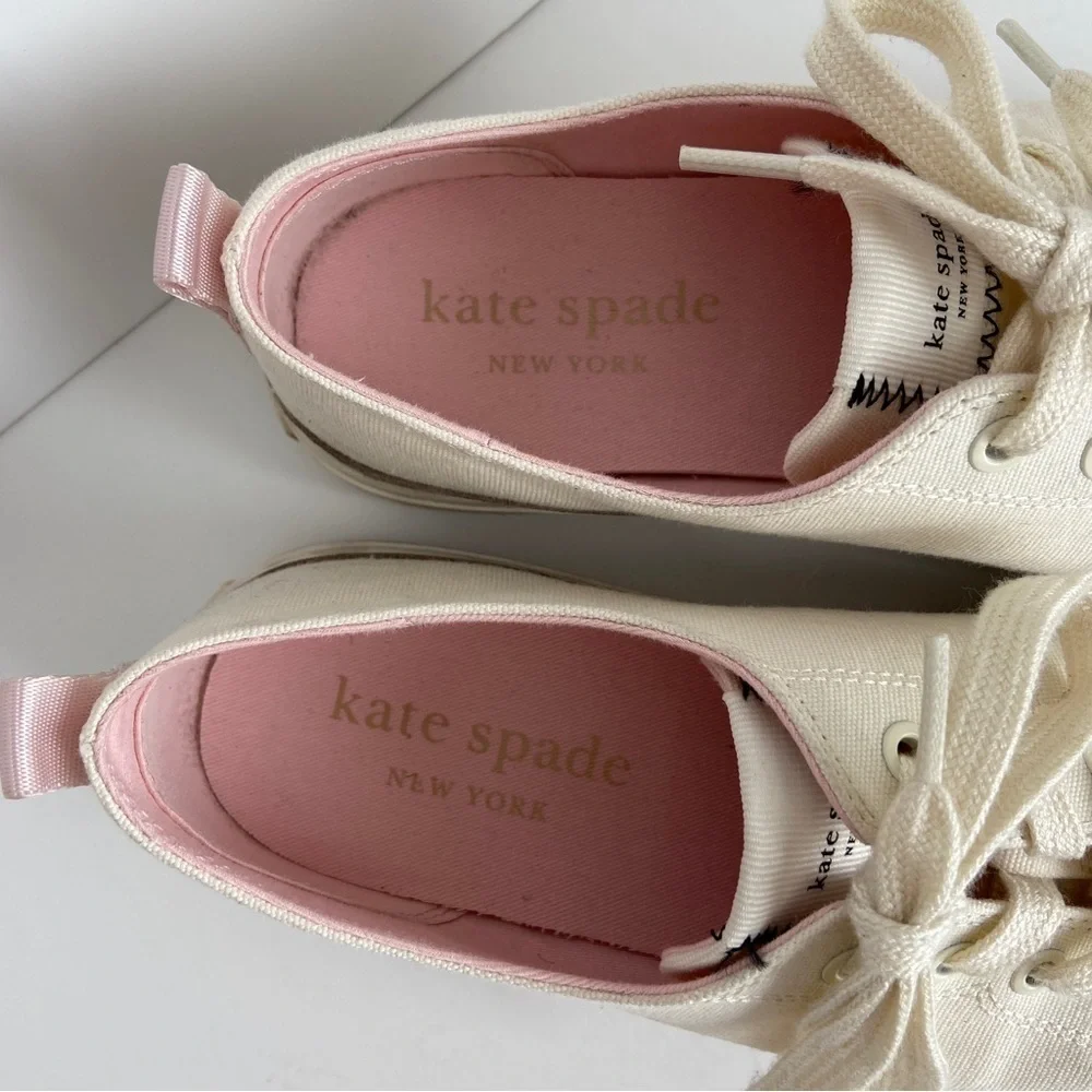 Kate Spade Womens‎ Cream Canvas Kaia Leopard Print Suede Sneakers Size 8